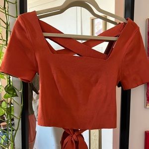 Orange Tie back Crop Top